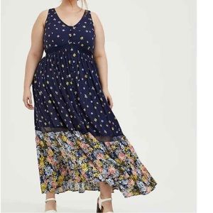 Blue floral Torrid Size 2 Maxi Dress
